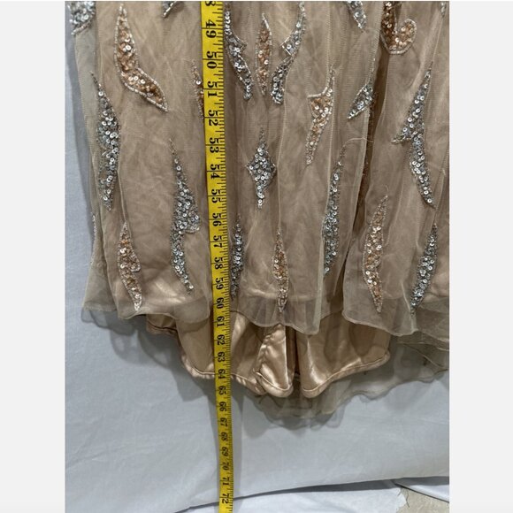 NWT $598 Mac Duggal [ 10 ] Beaded Long Sleeve Evening Gown in Mocha‎ #Q755 - Picture 9 of 15